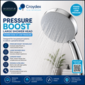 Croydex Presion Large Shower Head Pressure Boost Shower Low Pressure Chrome