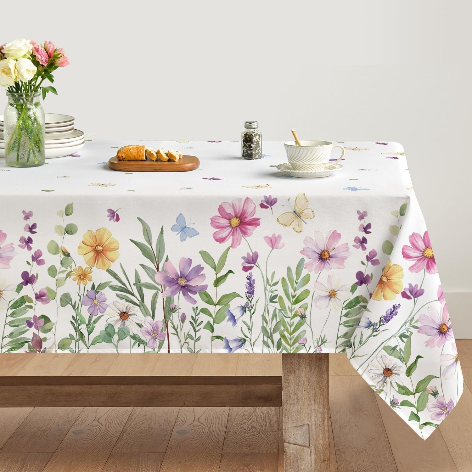 Artoid Mode Flower Butterflies Spring Decoration Table Cloth Round 140x220cm New