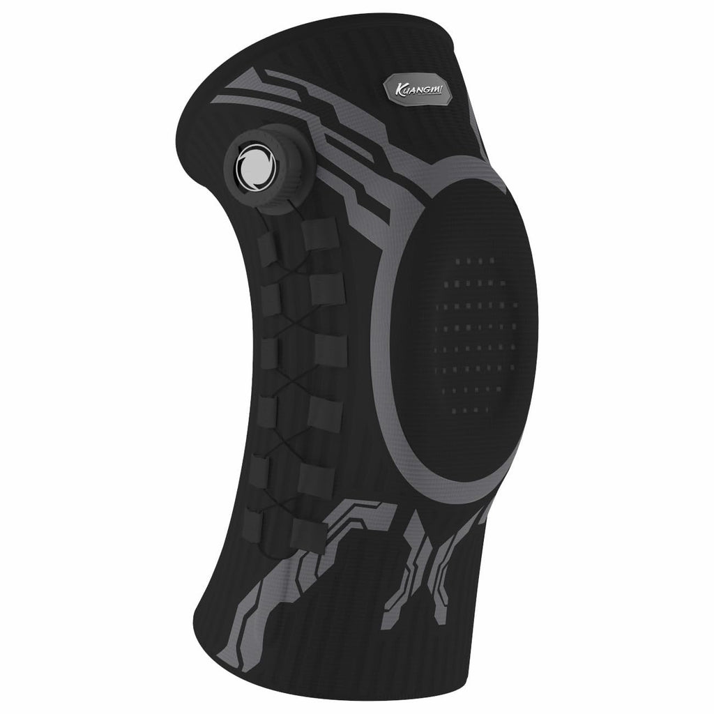 Kuangmi Knee Brace Adjustable Compression Mechanical Knob Pain Relief XL Black