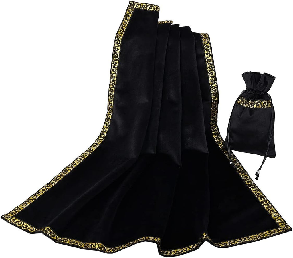 Blessume Altar Tarot Table Cloth Square Wicca Velvet Pouch Black 65x65cm New