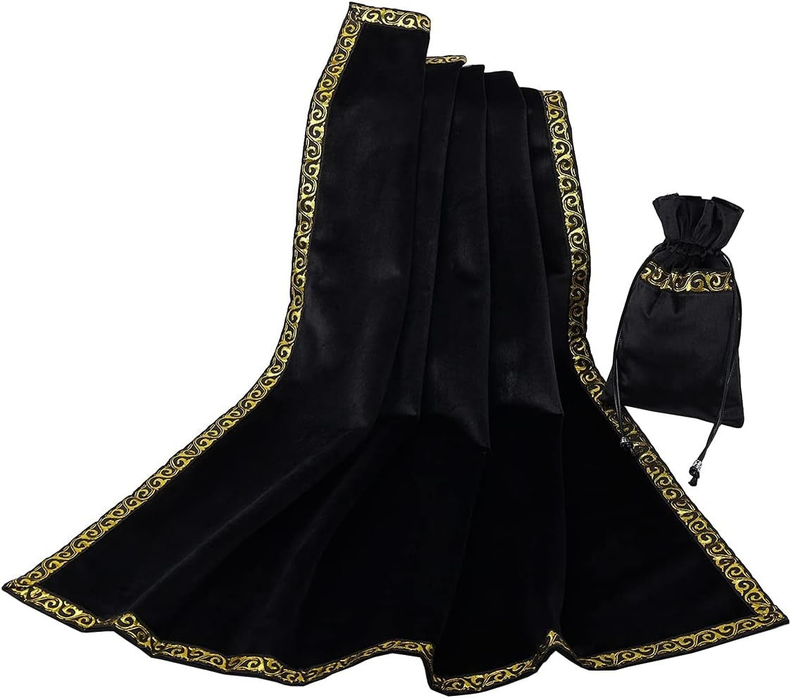 Blessume Altar Tarot Table Cloth Square Wicca Velvet Pouch Black 65x65cm New