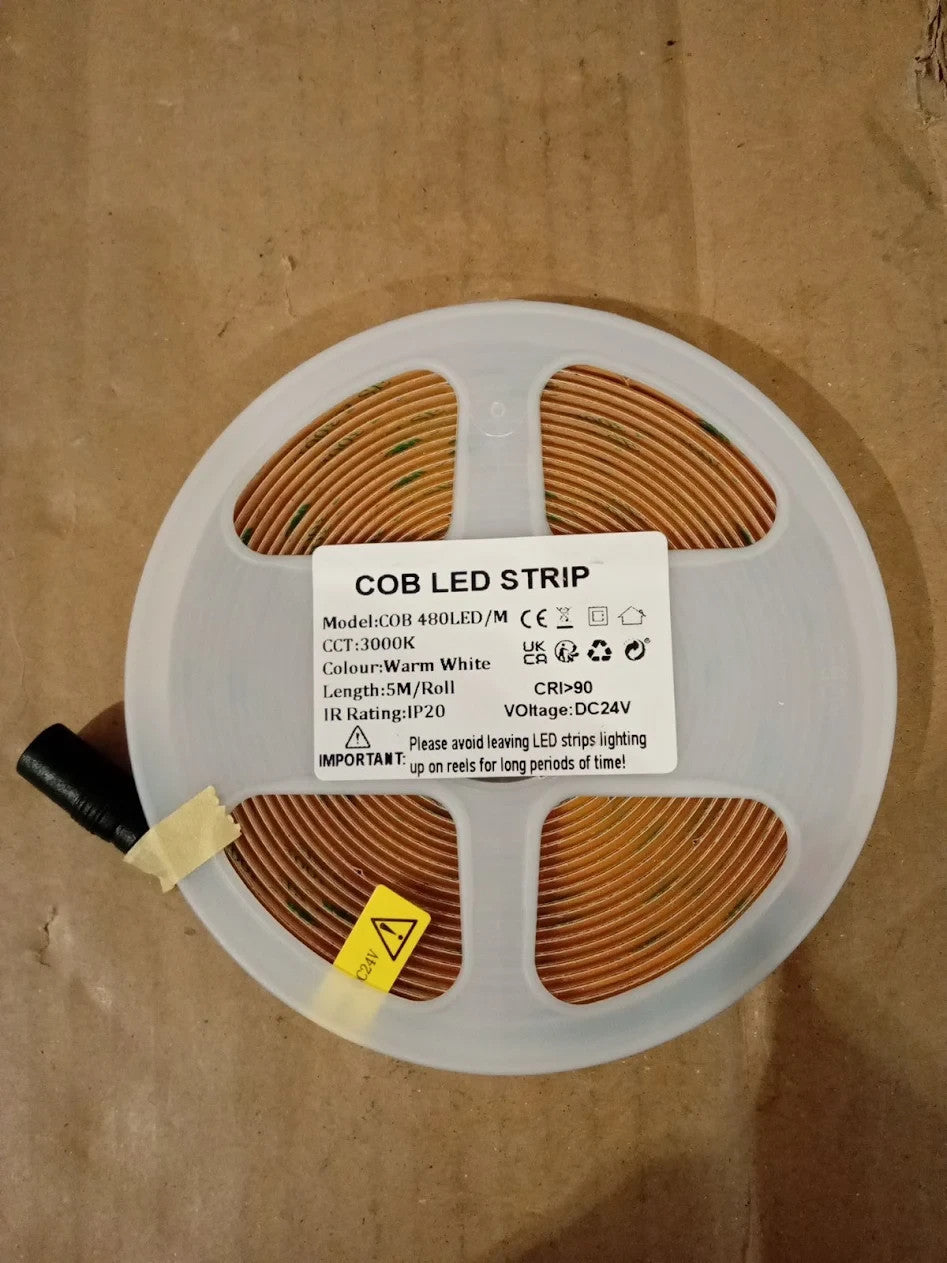 TTWAY COB LED Strip Lights 3000K Dimmable LED Super Bright 24V 5M Warm White New