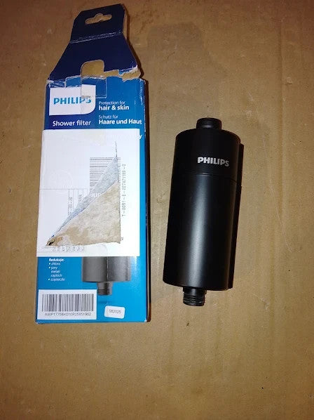 Philips Water In Line Shower Filter 50 000L Capacity Black 6.1x6.1x17.4cm