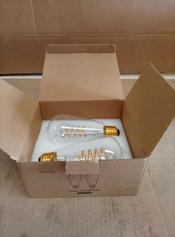 Terafeels 2Pack E27 Vintage LED Light Bulbs ST64 4W Spiral Filament Warm New