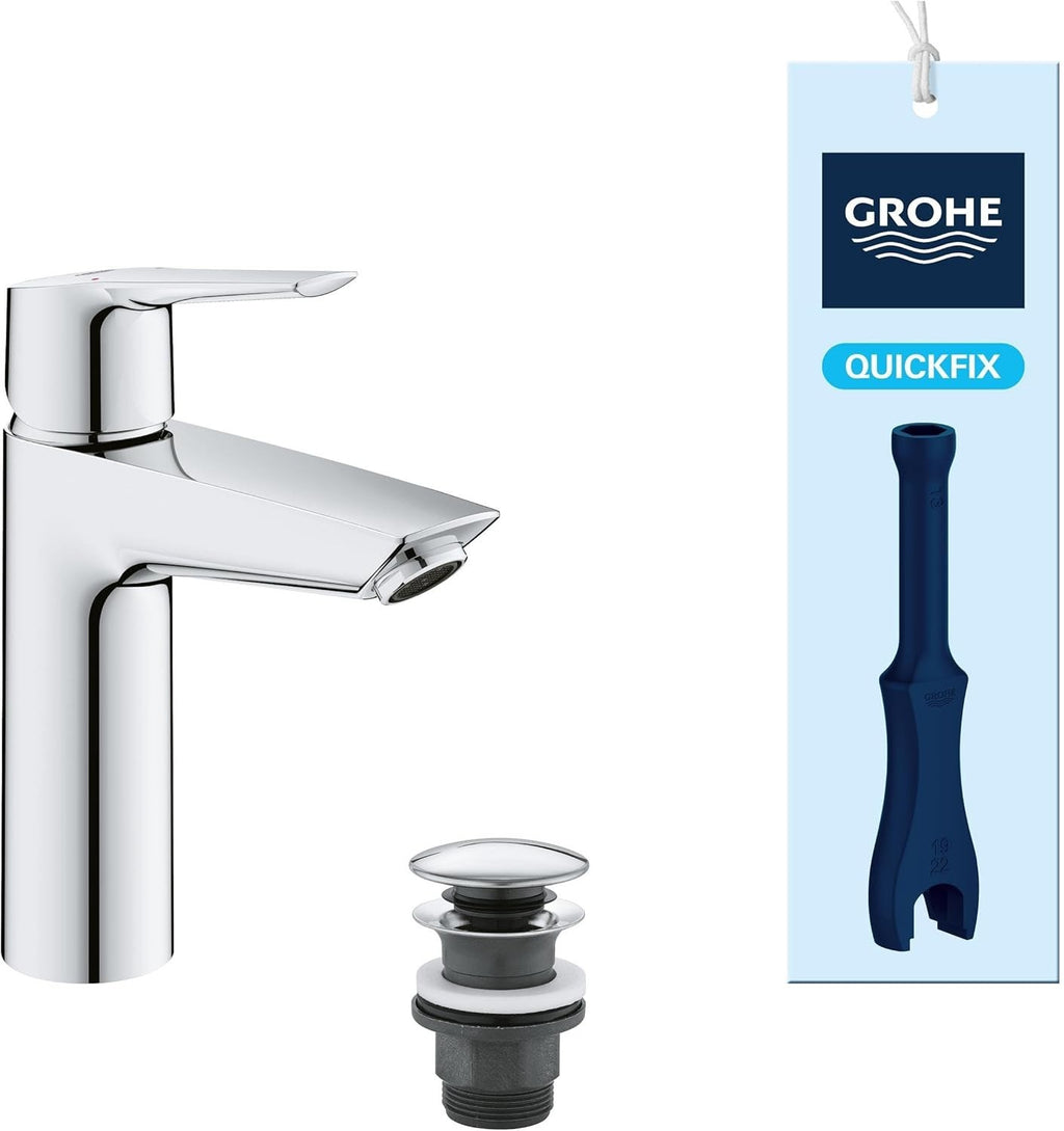 Grohe Quickfix Start Wash Basin Mixer Tap Click Clack Push Waste Set New
