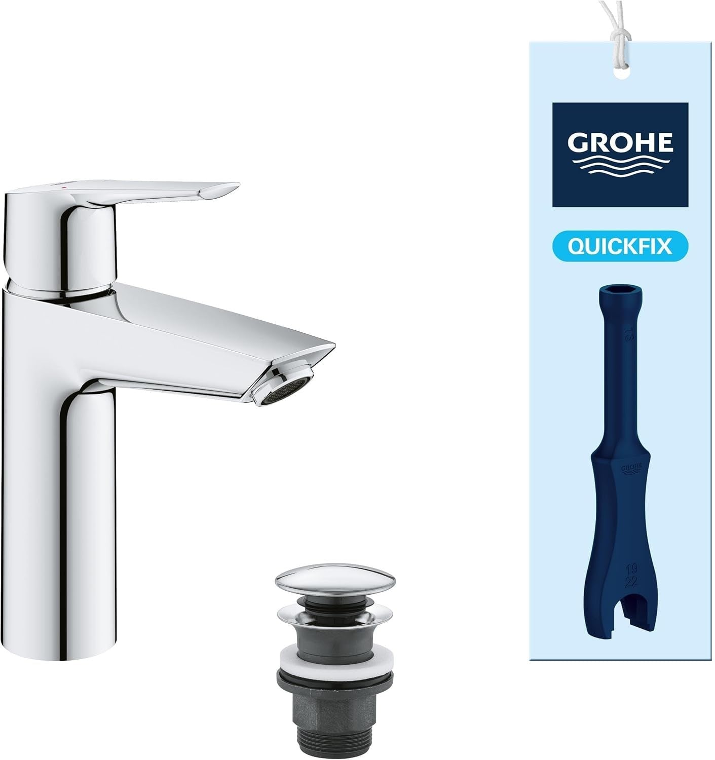 Grohe Quickfix Start Wash Basin Mixer Tap Click Clack Push Waste Set New
