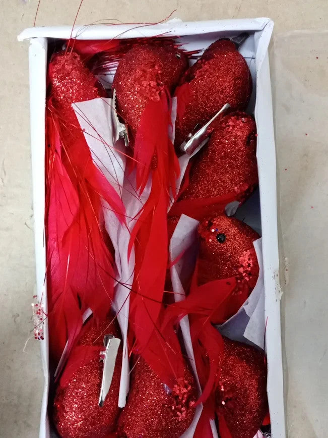 Vidillo Christmas Bird Ornaments Red Tree Decoration Clip On Simulation New