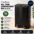 Habitat 60L Twin Compartment Bin Black New