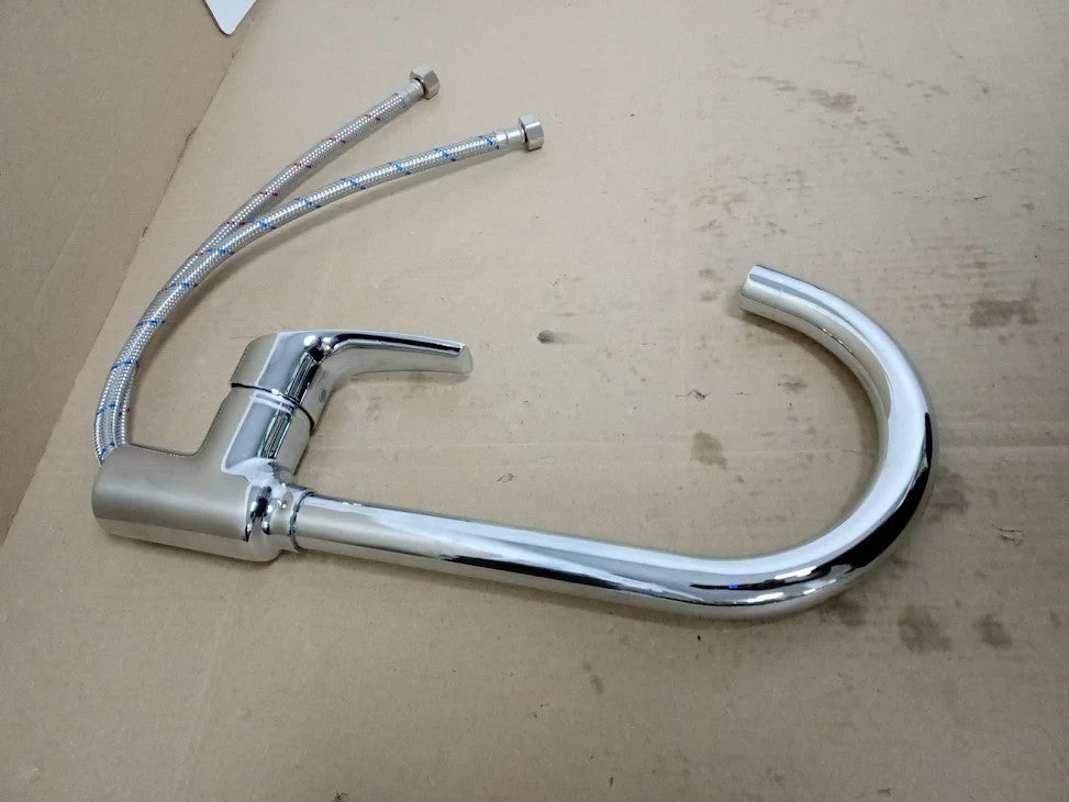 Kitchen Tap Chrome Single Lever Swivel Mixer Tap Monobloc Uk Standard New