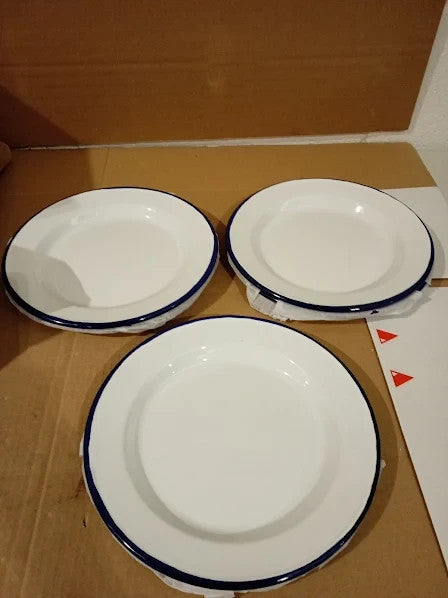 Olympia Enamel Dinner Plate Steel Heat Chemical Resistant 245mm Pack 6 New