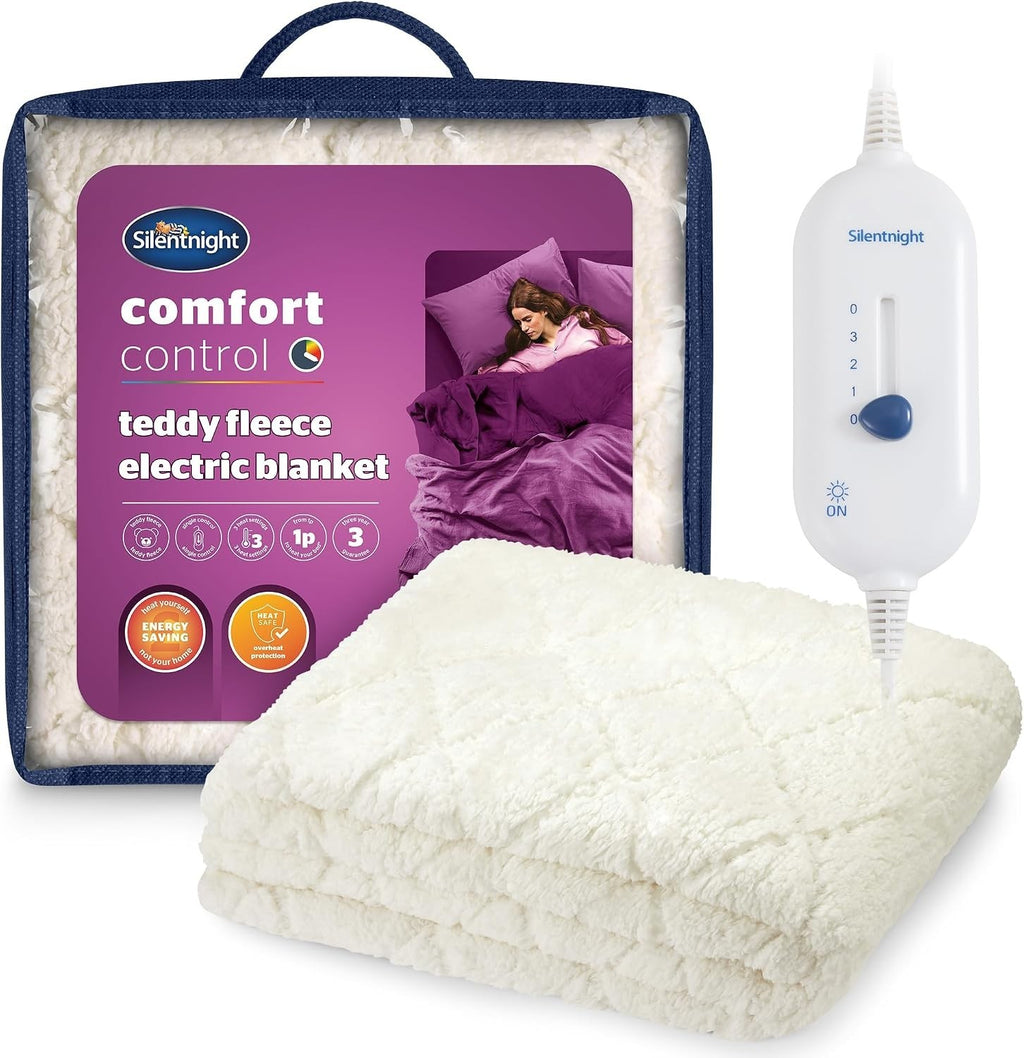Silentnight Teddy Fleece Electric Blanket Single Heating Underblanket New