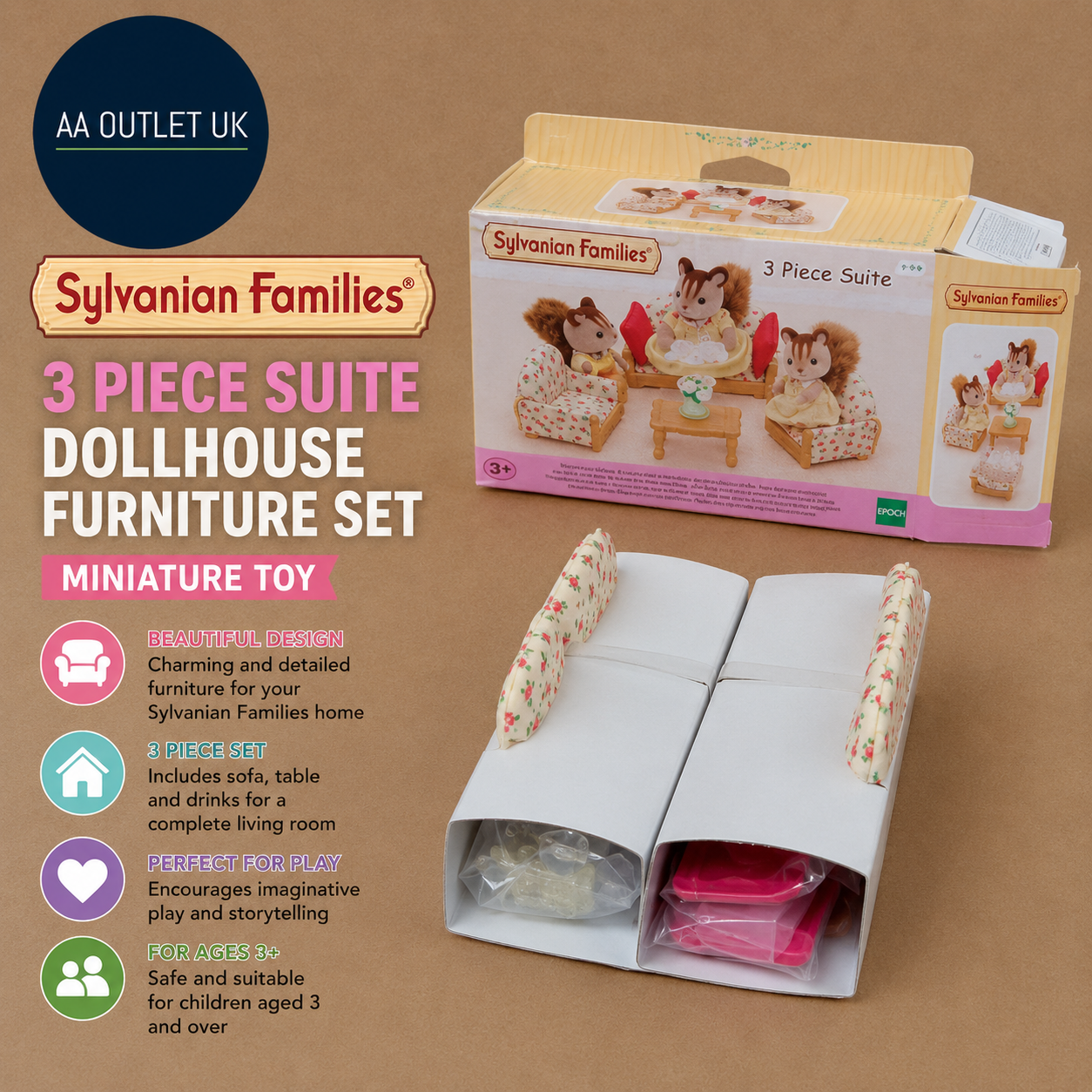 Sylvanian Families Suite Dollhouse Furniture Miniature Toy Quality Design New