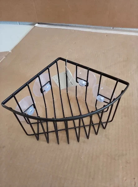 Home In shower Corner Basket Black Self Assembly 10x20.5x15cm New