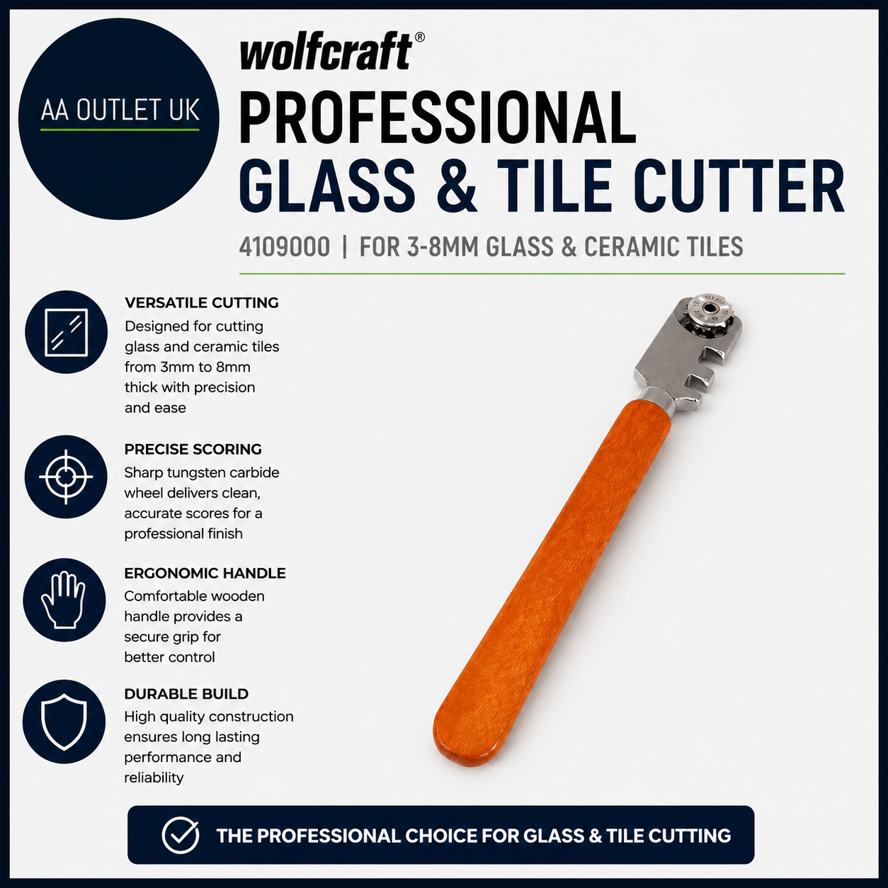 Wolfcraft Professional Glass Tile Cutter 4109000 3 8mm Glass Ceramic Design