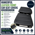 Vankerful 2 Pieces Leather Front Car Seat Covers Black Universal Driver Cushion