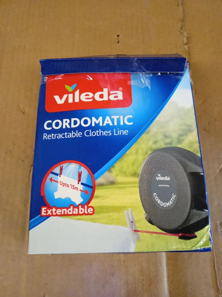 Vileda Cordomatic Retractable Washing Line 15m Clothes Line Holds To 15kg