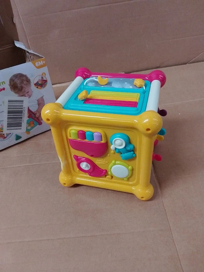 6 in 1 Baby Activity Cube Montessori Toy Shape Sorter Sensory Learning 6M+