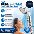 JML Pure Shower Ionic Shower Head High Pressure 3 Spray Modes Universal Fit New