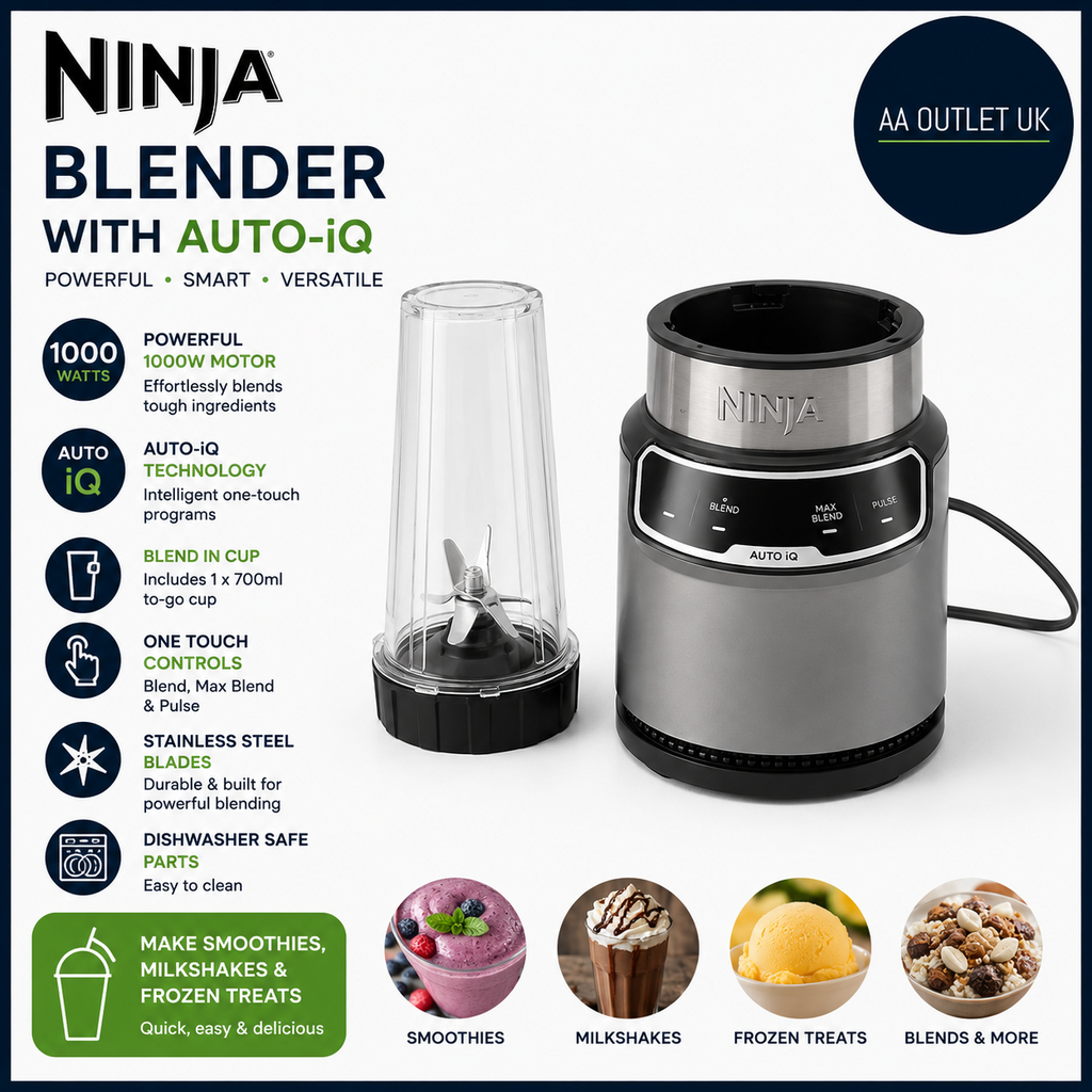 Ninja Blender Auto iQ Blend In Cup One Touch Controls Make Smoothies 1000w 700ml