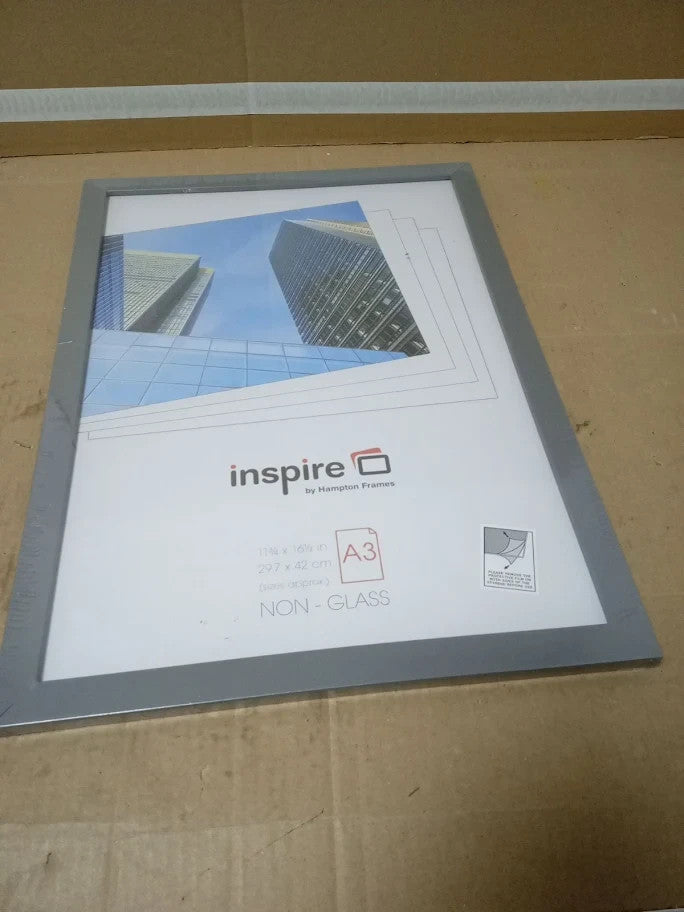 Hampton Poster Frame A3 29.7x42cm Light Grey Acrylic Front Engineered New