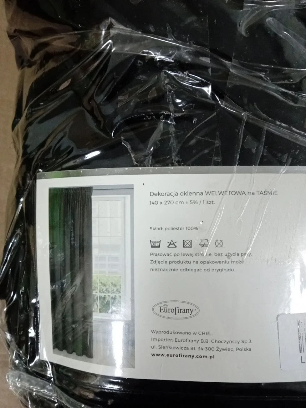 Eurofirany Soft Plain Opaque Velvet Curtain Rufflette 140x270cm Black
