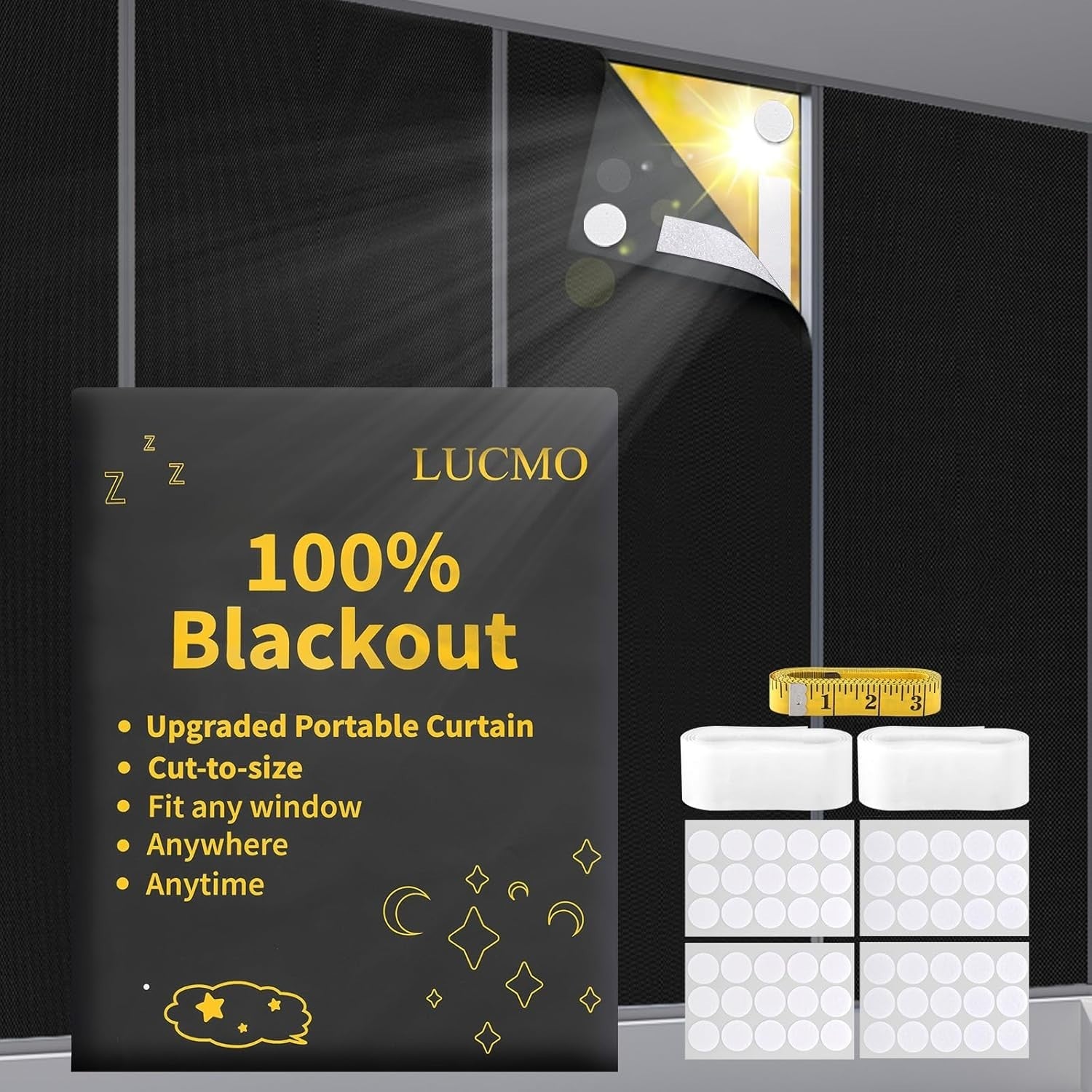 Lucmo Blackout Blinds 100x145cm Curtain For Window No Drill Portable New