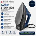 Russell Hobbs Iron 2600W 160g Steam Shot 55g Min Continuous Large 330ml Tank