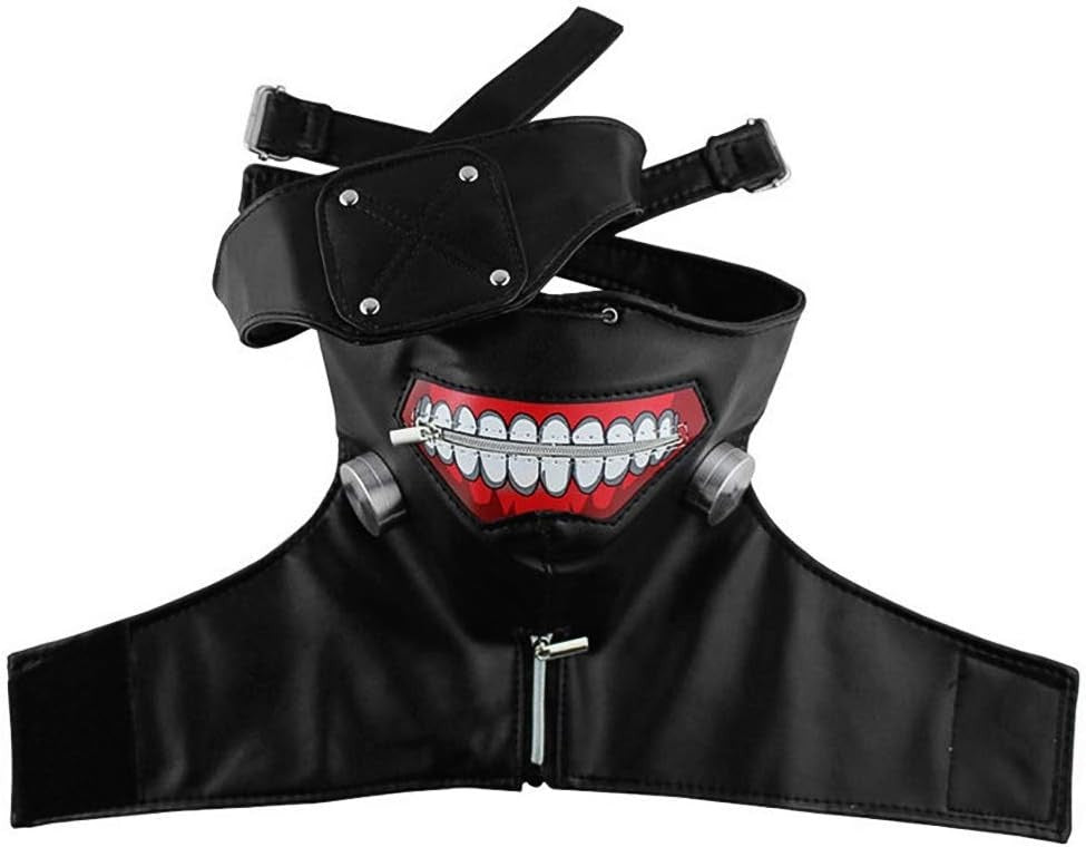 Tokyo Kaneki Ken Mask Adjustable Zipper & Attachable Eye Patch Hallow Black