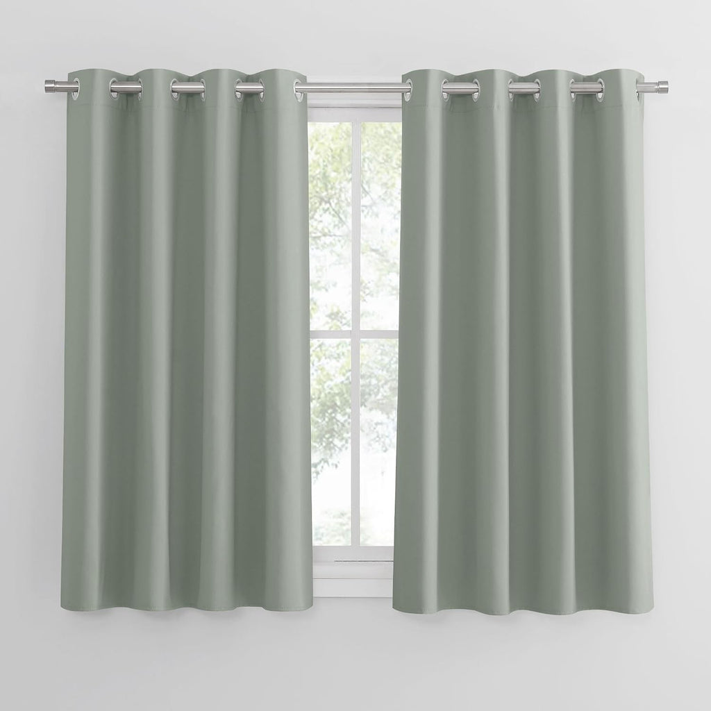 Pony Dance Sage Green 2 Pieces Thermal Curtains Eyelet Blackout 52x54in New
