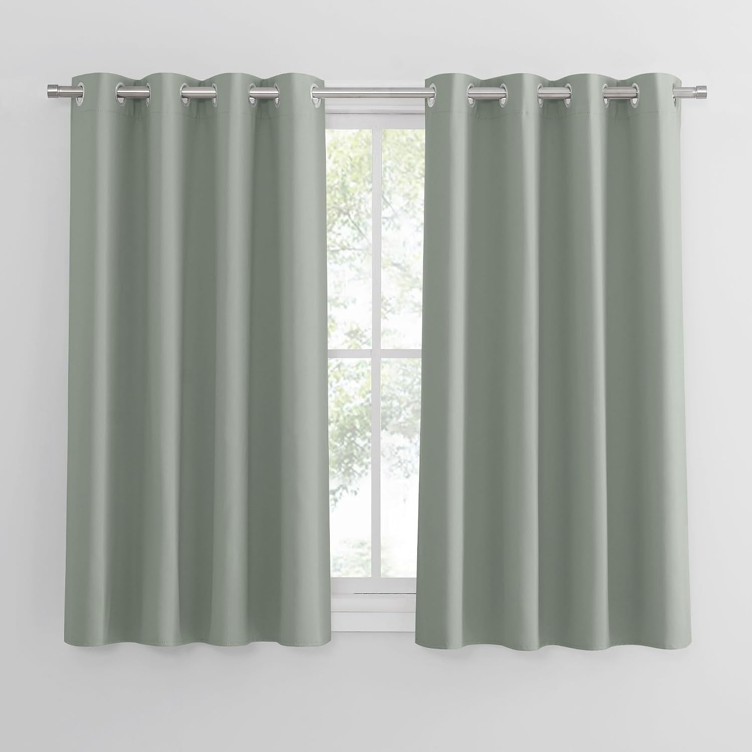 Pony Dance Sage Green 2 Pieces Thermal Curtains Eyelet Blackout 52x54in New
