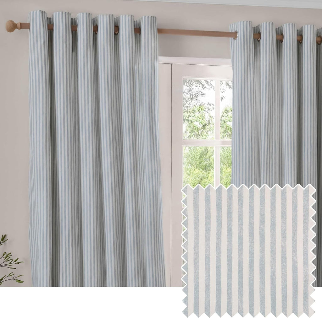 Yard Furn Hebden Eyelet Pair Ultra Soft Lined Striped Curtain 2.29x1.68m New