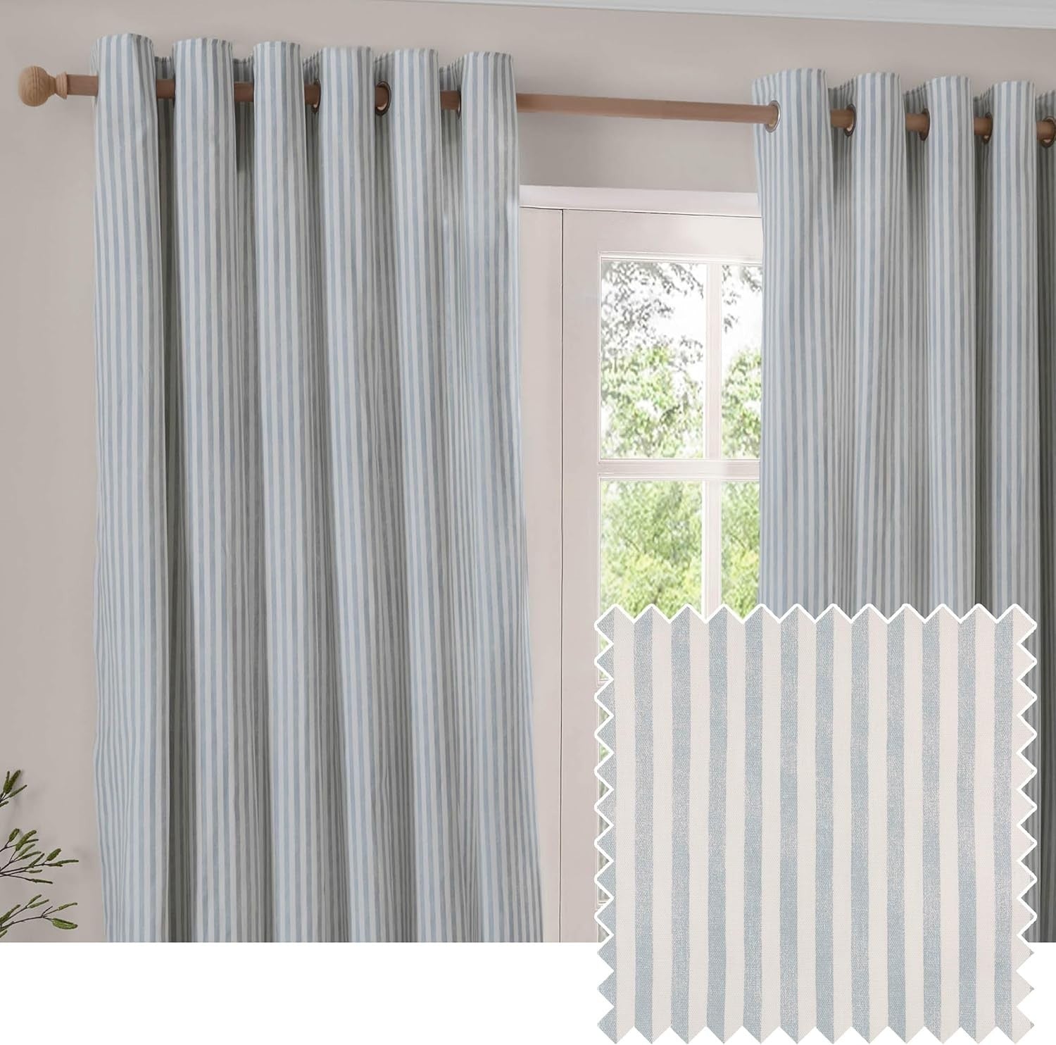 Yard Furn Hebden Eyelet Pair Ultra Soft Lined Striped Curtain 2.29x1.68m New
