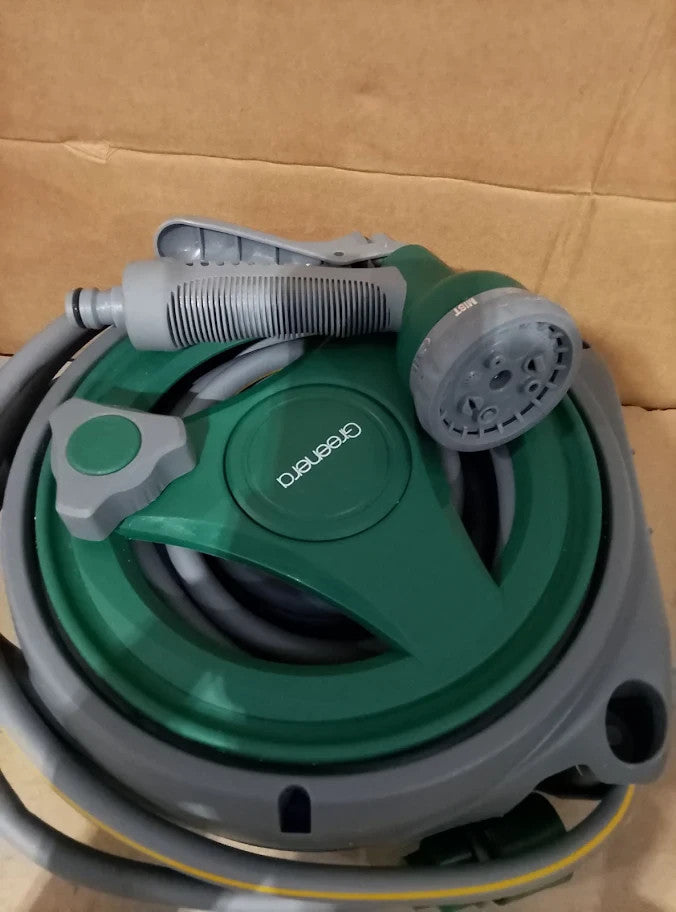 Garden Hose Reel 14M Compact Portable Hose Pipe 8 Adjustable Spray Gun New
