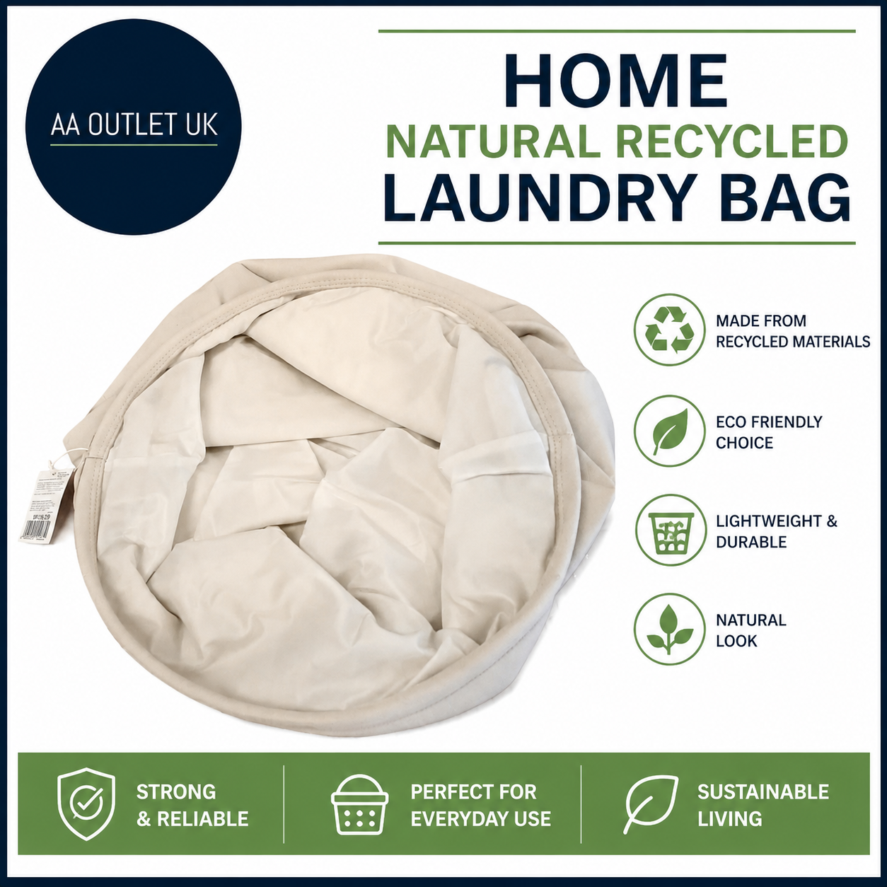 Argos Home 62Litre Laundry Recycled Bag Natural 50x40x50cm