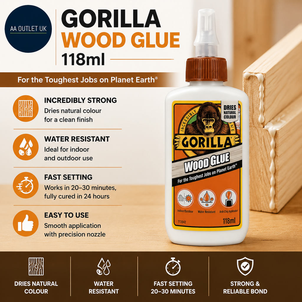 Gorilla Wood Glue 118ml Liquid Water Resistant Carpentry Projects Woodworking