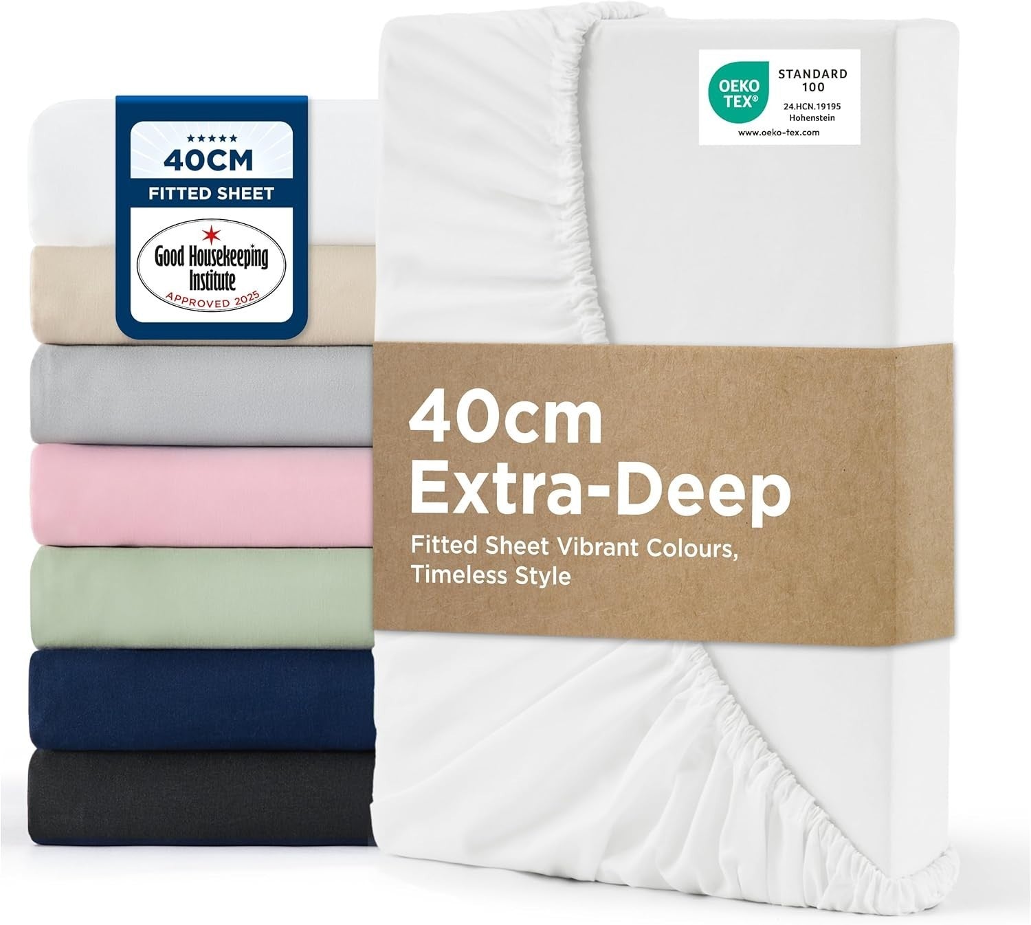 Bedsure Double Fitted Sheet Deep Extra Deep Pocket 16inch Breathable White New