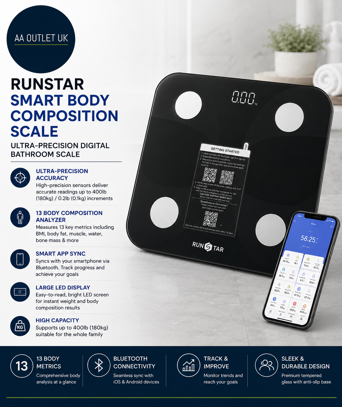 Scales Body Weight Fat Percentage RunSTAR Ultra Precision Digital Accurate