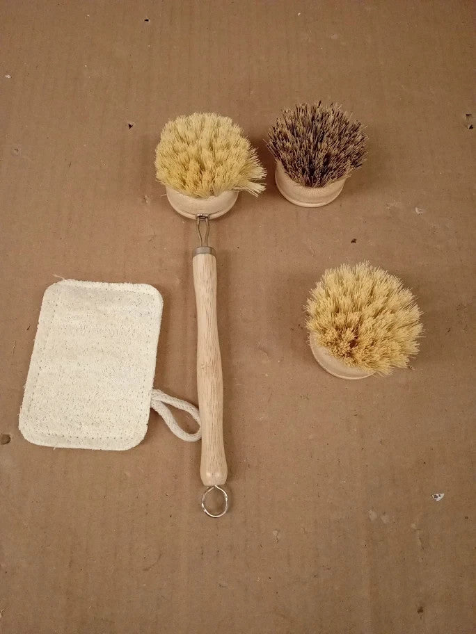 Eplanita Natural Dish Brush 3 Replacement Heads Kitchen Eco Bamboo Scrubber