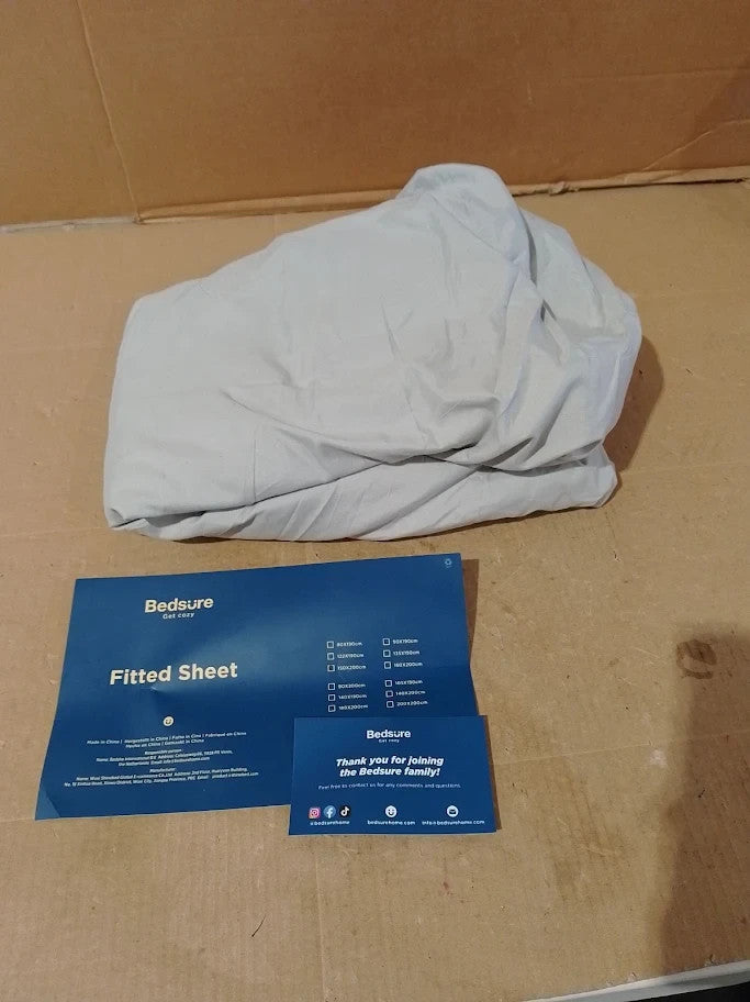 Bedsure King Size Fitted Sheets Extra Deep Pocket 16in Grey 150x200cm New