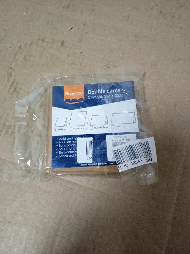 Vaessen Creative Small Square Florence Blank Craft Cards Kraft New