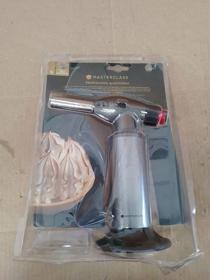 MasterClass Blow Torch Refillable Chef  Adjustable Anti flare Flame Grey New
