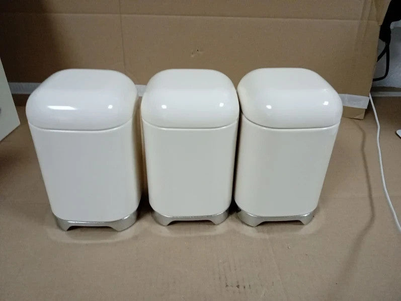 Swan Solace Set 3 Canisters Tea Coffee Sugar Iron Body Wipes Clean 1.5L New
