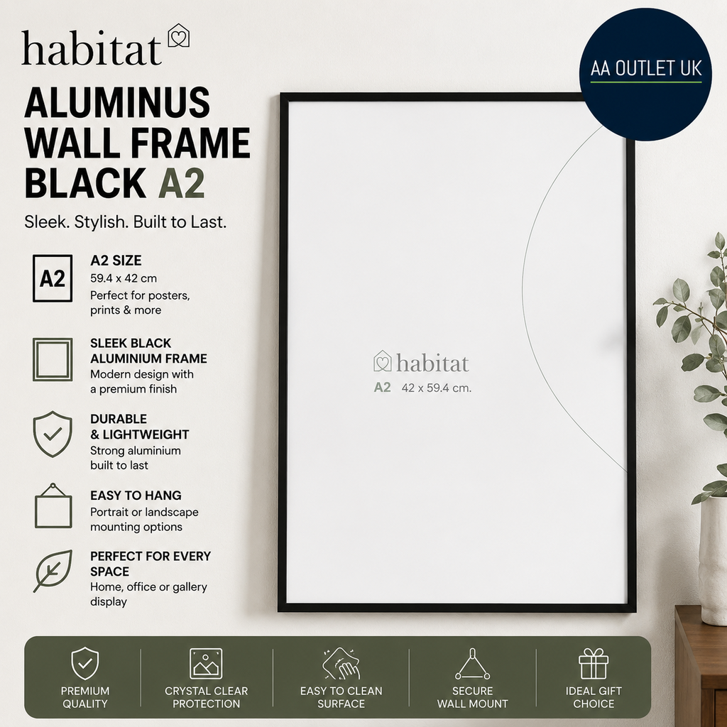 Habitat Aluminus Black Metal Picture Frame 61x43cm A2