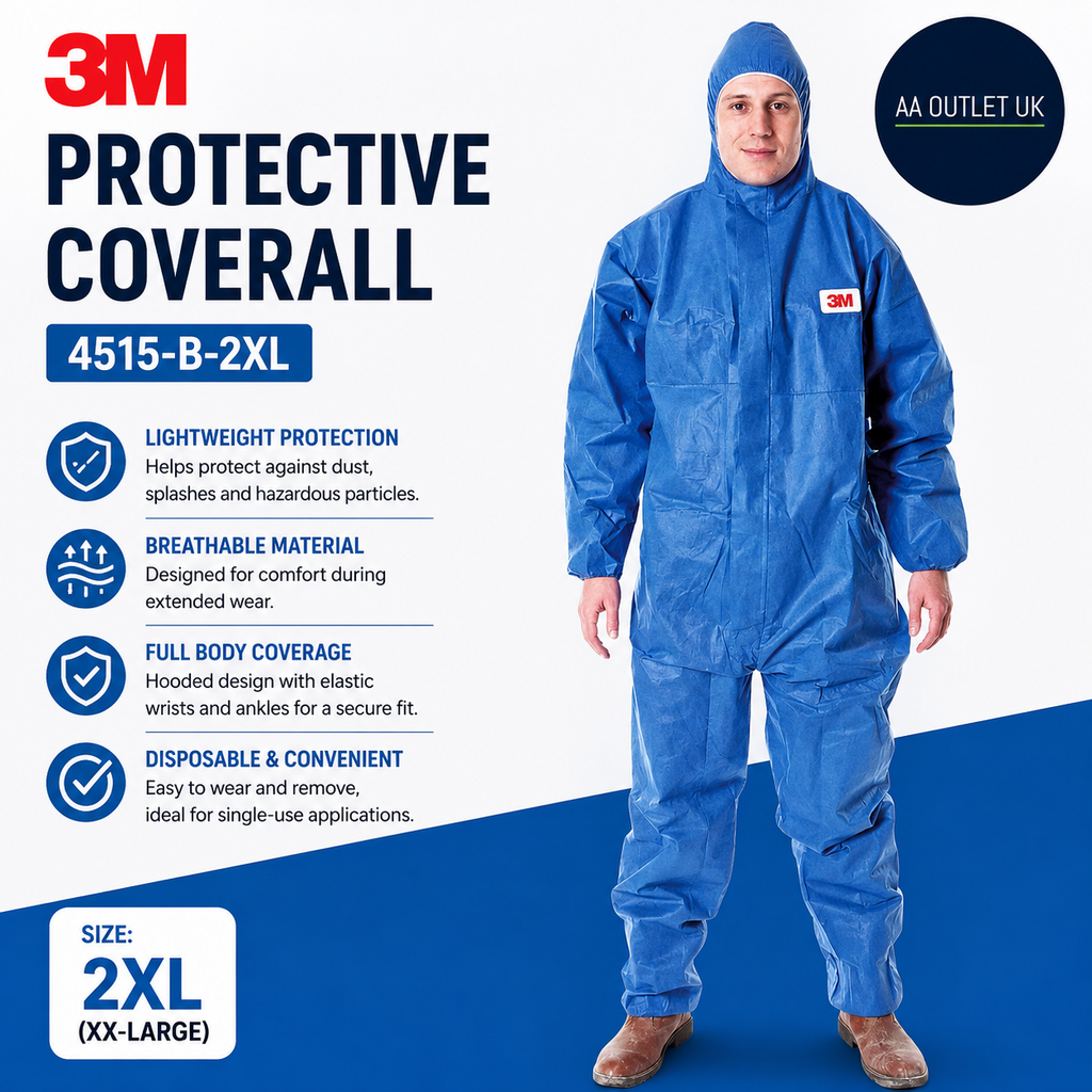 3M Protective Coverall Blue 4515B Dry Clean Only No Fur Polyester 2XL
