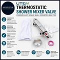 Uten Thermostatic Shower Mixer Valve Chrome Anti Scald Wall Mounted Bar Tap