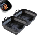 Tower Set Of 2 Square Foldable Silicone Trays Black 21.5x21.5x6.8cm New