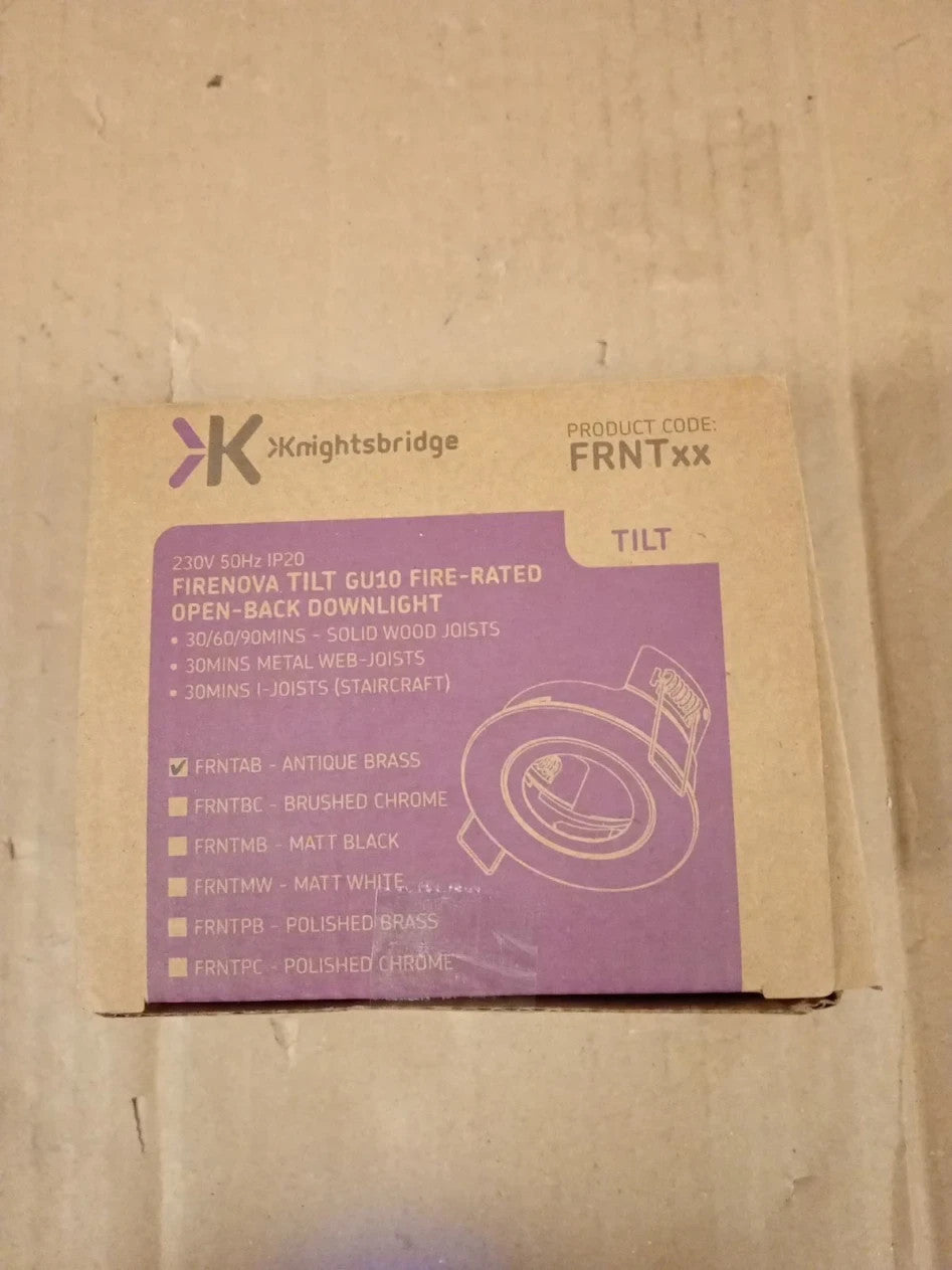 Knightsbridge FireNova IP20 Tilt GU10 Rated Open Back Downlight Antique Brass