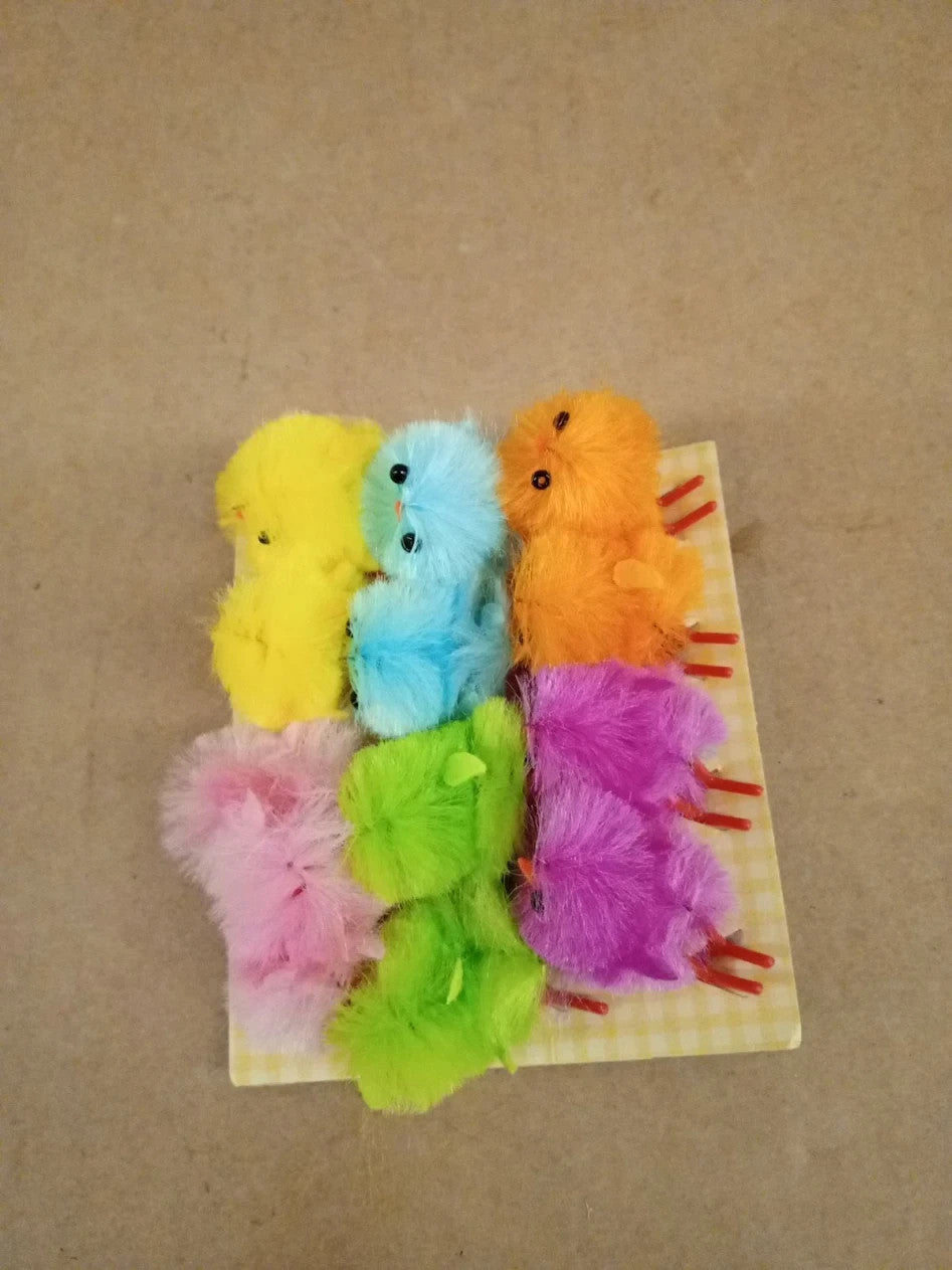 Baker Ross EK237 Easter Coloured Mini Fluffy Chicks Cake Decorations 12 Pack New