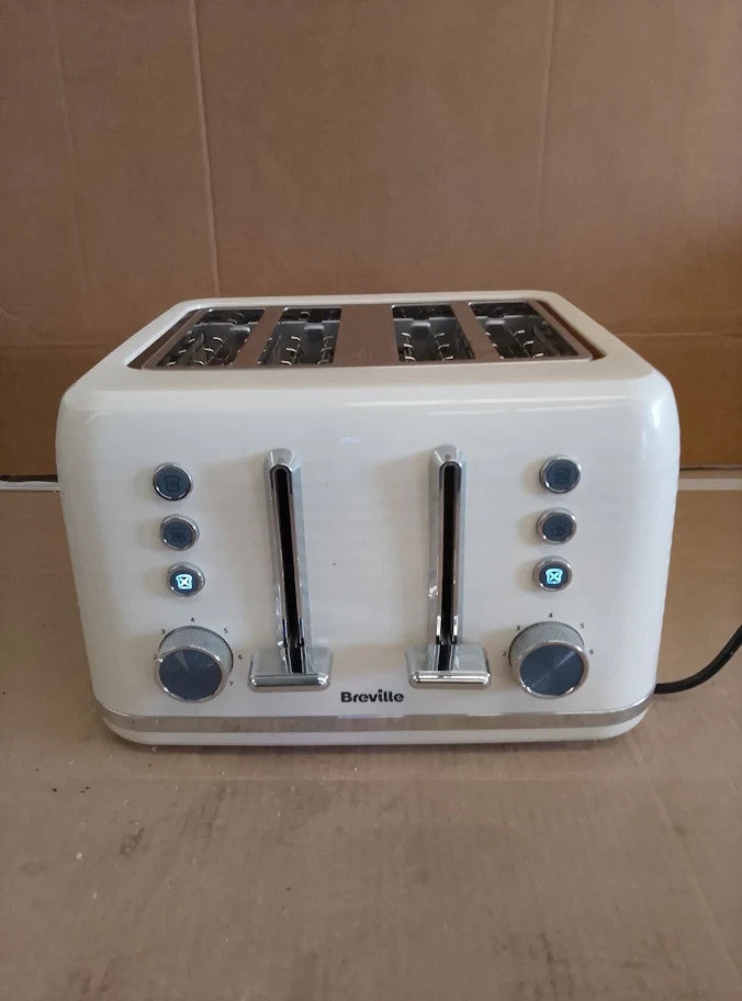 Breville Zen 4 Slice Toaster With High Lift Wide Slots Cream Silver Chrome