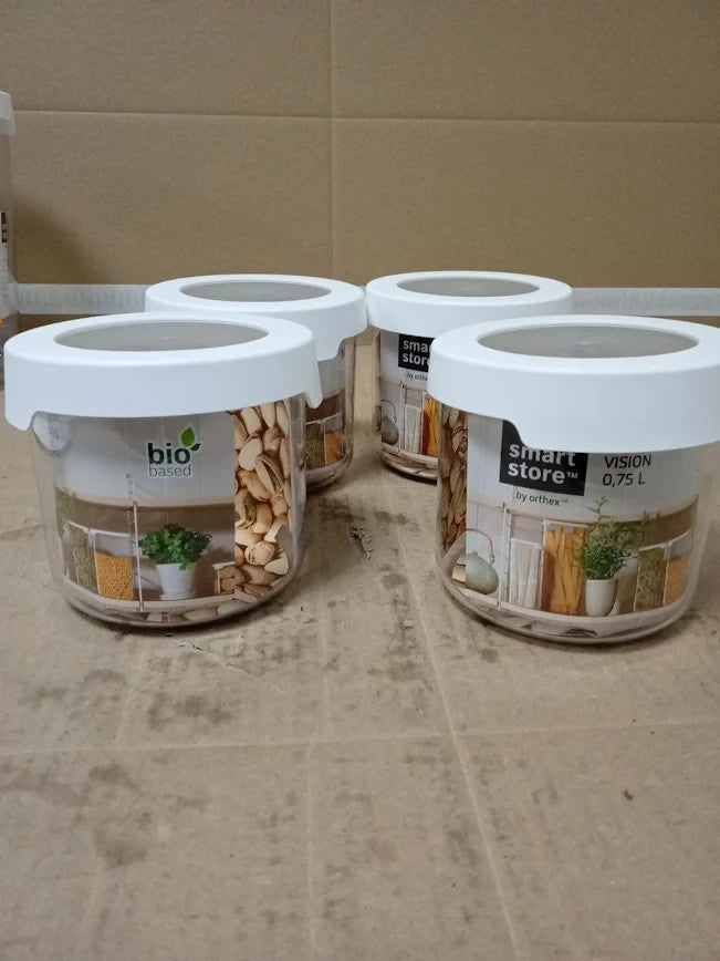 SmartStore Round Food Storage Containers Set 6 Rice Cake Plastic Jars Clear
